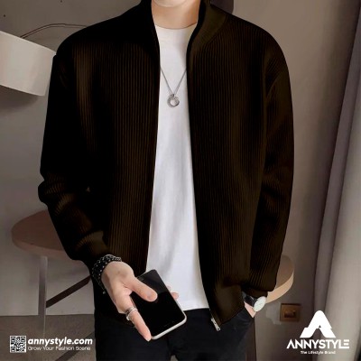 Men's Rib jacket (Full Zipper) Coffee