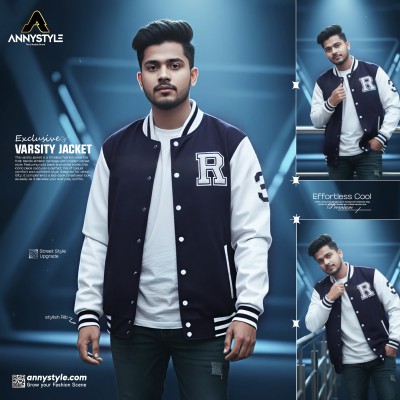 Men's Premium Varsity Jacket Navy