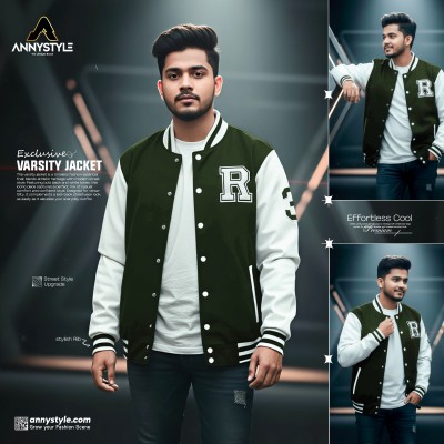 Men's Premium Varsity Jacket Olive