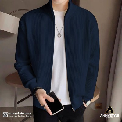 Men's Rib jacket (Full Zipper) Navy