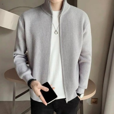 Men's Rib jacket (Full Zipper) Ash