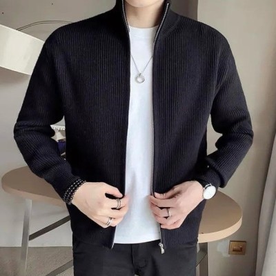 Men's Rib jacket (Full Zipper) Black