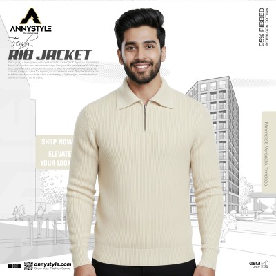 Half Zipper Rib Sweater Off White