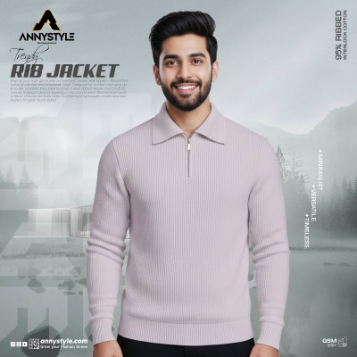 Half Zipper Rib Sweater Ash